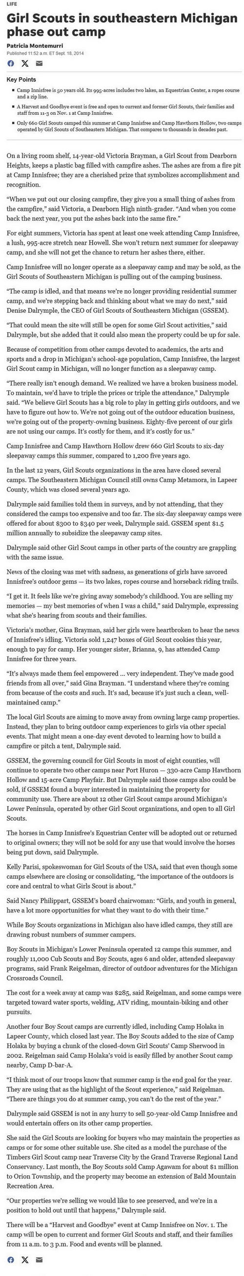 Camp Innisfree - Sept 2014 Article On Closing (newer photo)